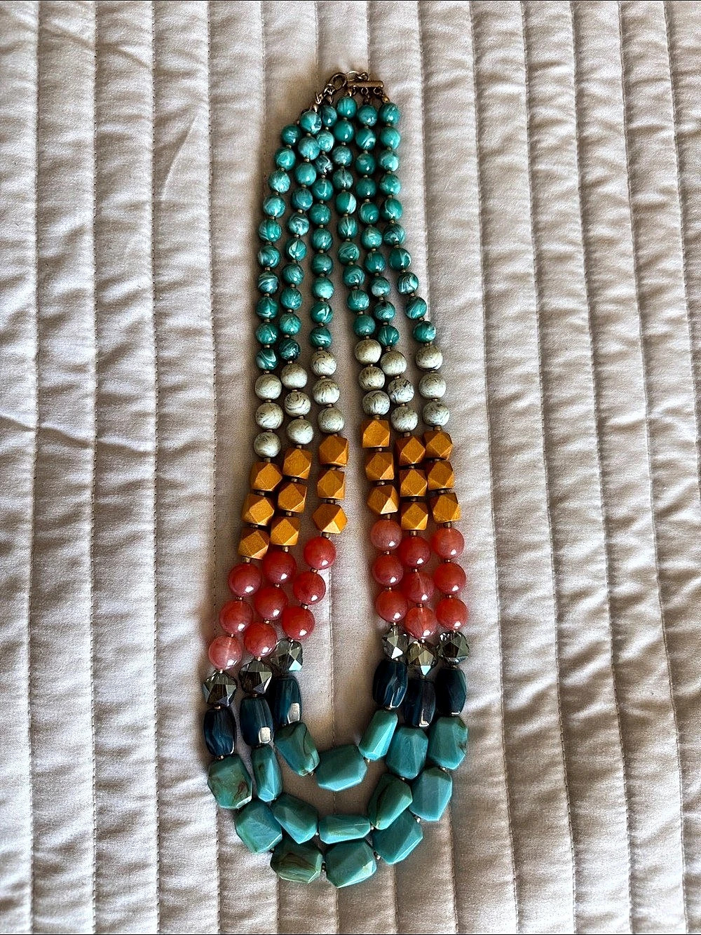 Anthropologie Multi-Strand Beaded Necklace in Turquoise